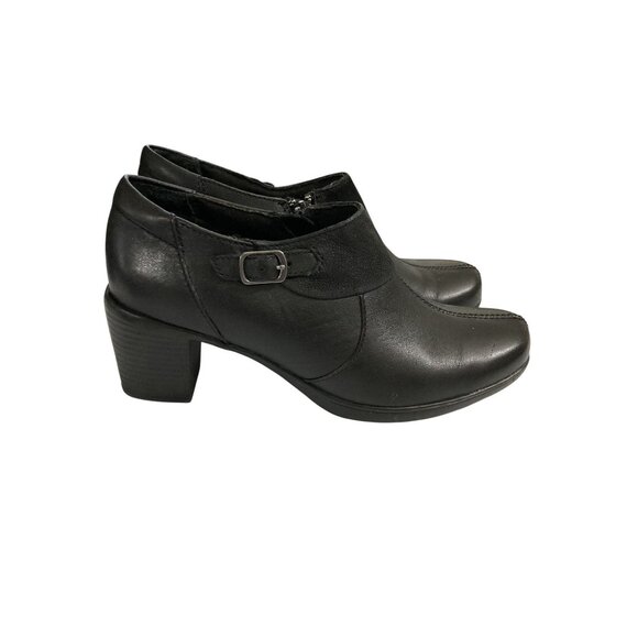 Clarks Women's  Size 7M Black Leather Side Zippers Ankle Booties shoes - Picture 5 of 8